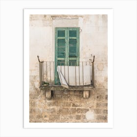 Balcony With Green Shutters, Italy Art Print