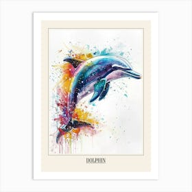 Dolphin Colourful Watercolour 1 Poster Art Print