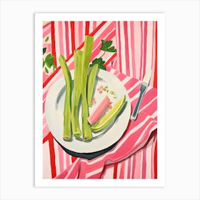 Rhubarb Fruit Summer Illustration 4 Art Print