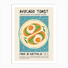 Avocado Toast Blue Art Print