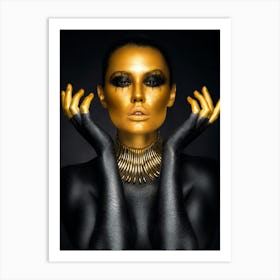 Gold And Black Woman Art Print