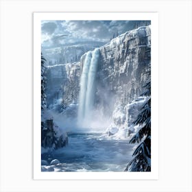 Snowy Winter Waterfall Art Print