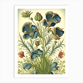 Flax 2 Floral Botanical Vintage Poster Flower Art Print