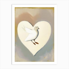 Dove And Heart Symbol Abstract Painting Art Print