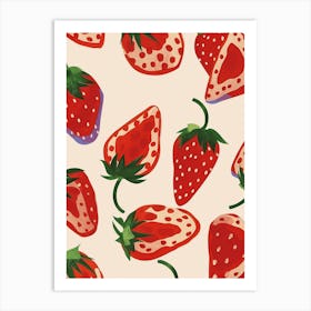 Strawberry Pattern Illustration 4 Art Print