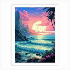 Seascape Pixel Art 4 Art Print