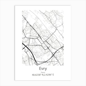 Evry,France Minimalist Map Art Print