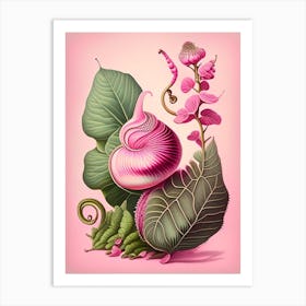 Snail With Pink Background 1 Botanical Art Print