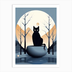 Black cat in the forest 1 Art Print