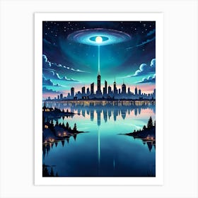 Out of this World - Magical Nighttime Skyline Art Print