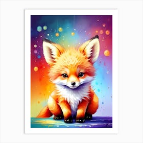 Finnigan the Colorful Fox: Keeper of the Starlit Woods Art Print