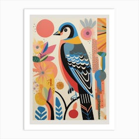 Colourful Scandi Bird American Kestrel 4 Art Print