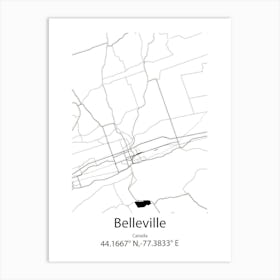 Belleville,Canada Minimalist Map Art Print