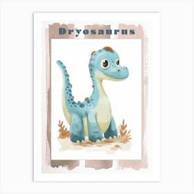 Blue Pastel Dryosaurus Dinosaur 2 Poster Art Print