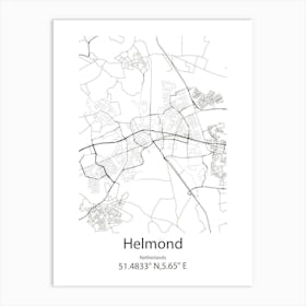 Helmond,Netherlands Minimalist Map Art Print