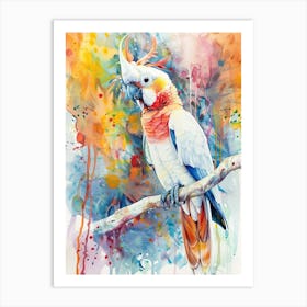 Cockatoo Colourful Watercolour 2 Art Print