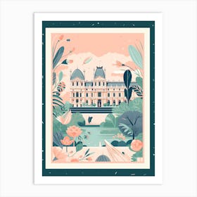 The Louvre   Paris, France   Cute Botanical Illustration Travel 3 Art Print