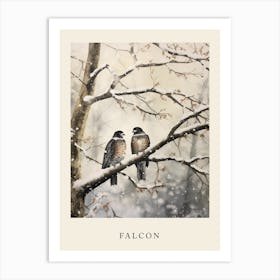 Winter Watercolour Falcon 1 Poster Art Print