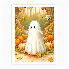 Ghost and Pumpkin Art Print