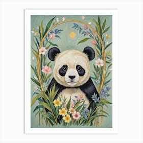 Panda Bear In The Bamboo Garden Art Print