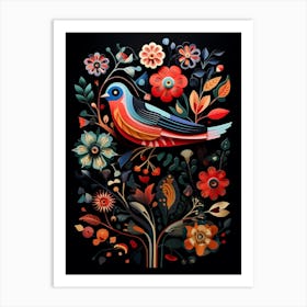 Folk Bird Illustration Cuckoo 3 Art Print