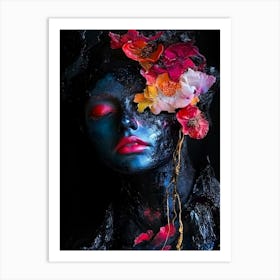 Sexy Woman With Flowers Art Print