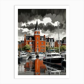 Boats In The Harbor Art Print