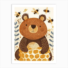 Bees And A Bear Art Print