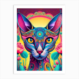 Psychedelic Cat Art Print