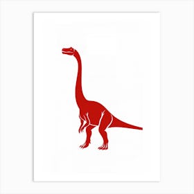 Red Dinosaur Silhouette 1 Art Print