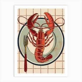 Lobster On A Plate Art Deco Inspired 2 Art Print
