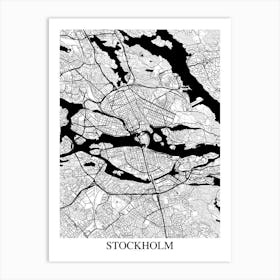 Stockholm White Black Art Print
