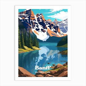 Banff National Park Calgary Canada Alpine Travel Illustration 1 Art Print