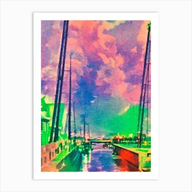 Port Of Klaipeda Lithuania Retro Risograph Print 1 harbour Art Print