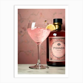 Pink Gin Cocktail Art Print