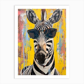 Kitsch Portrait Of A Zebra In Sunglasses 2 Art Print
