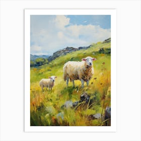 Sheep & Lamb In The Green Grass Of The Scottish Highlands 2 Art Print