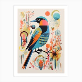 Colourful Scandi Bird Sparrow 1 Art Print