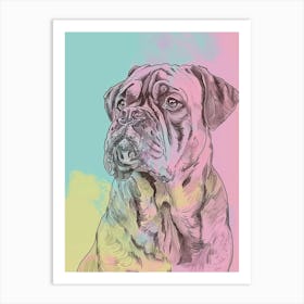 Mastiff Dog Pastel Line Painting 4 Art Print