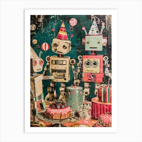 Retro Robot Kitsch Birthday Party 3 Art Print
