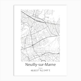 Neuilly Sur Marne,France Minimalist Map Art Print