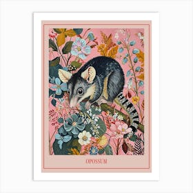 Floral Animal Painting Opossum 1 Poster Art Print