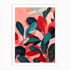 Abstract Leaves On A Pink Background Art Print
