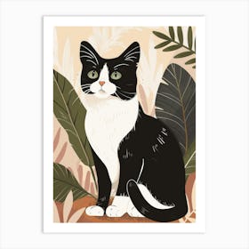 Cat With Leaves 5 Art Print