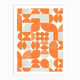 Modern Art Geometric Shapes Orange White Black 1 Art Print