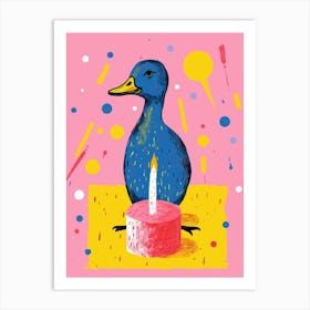 Birthday Cake Pink & Blue Duck Art Print