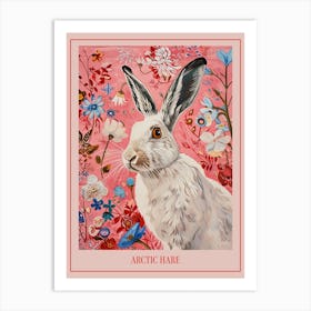 Floral Animal Painting Arctic Hare 1 Poster Art Print