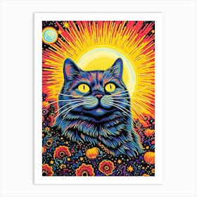 Galactic Glow, Psychedelic Cats series Art Print