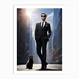 Businessman Wearing Sleek Sunglasses Sporting A Sharp Tailored Suit Standing Confidently In A Bus 2 1 Art Print