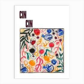 Cin Cin Poster Wine Lunch Matisse Style 2 Art Print